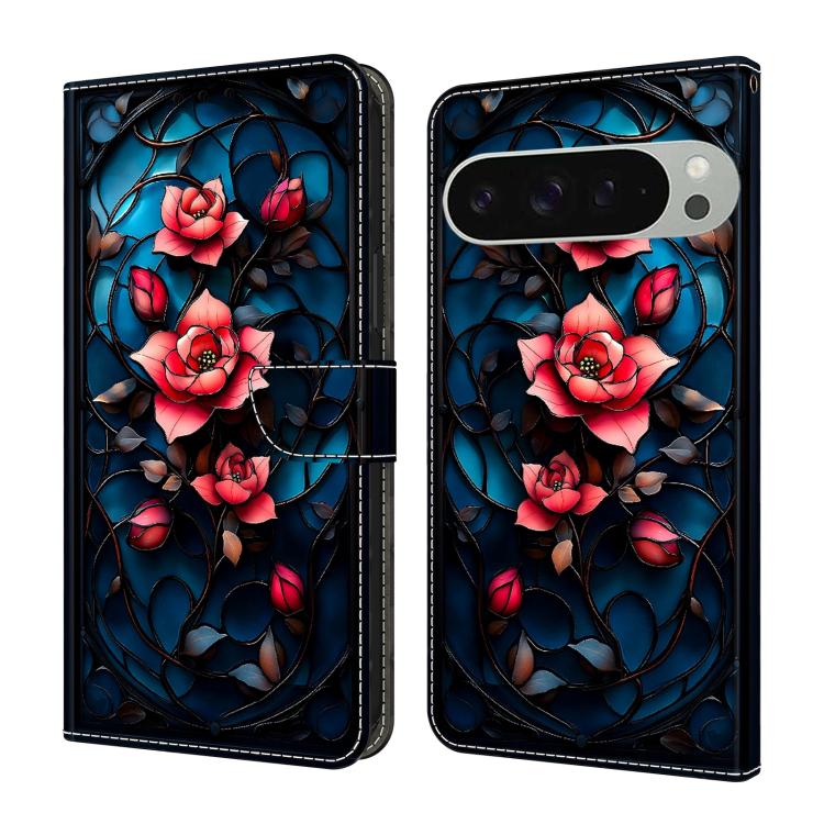 Crystal-Like Painted Vegan Leather Phone Case, For Google Pixel 9a, For Google Pixel 9 Pro XL, For Google Pixel 9