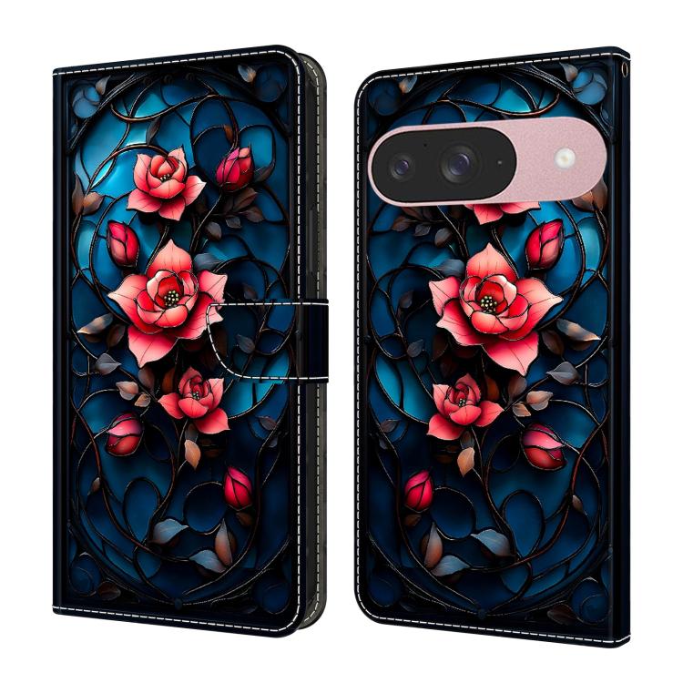 Crystal-Like Painted Vegan Leather Phone Case, For Google Pixel 9a, For Google Pixel 9 Pro XL, For Google Pixel 9