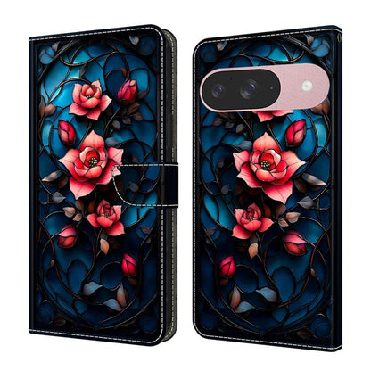 Crystal-Like Painted Vegan Leather Phone Case, For Google Pixel 9a, For Google Pixel 9 Pro XL, For Google Pixel 9