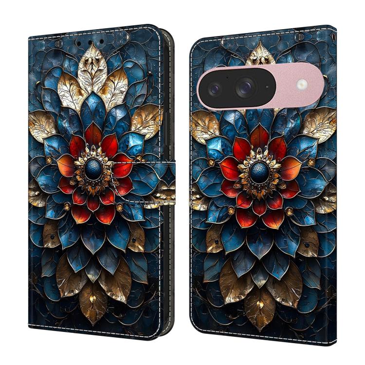 Crystal-Like Painted Vegan Leather Phone Case, For Google Pixel 9a, For Google Pixel 9 Pro XL, For Google Pixel 9