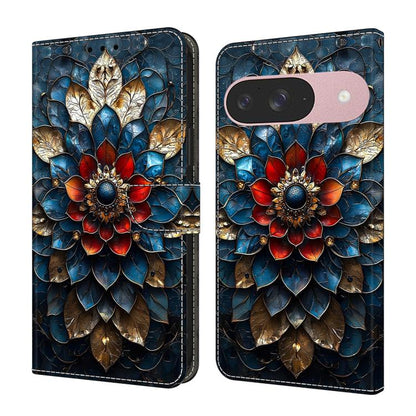 Crystal-Like Painted Vegan Leather Phone Case, For Google Pixel 9a, For Google Pixel 9 Pro XL, For Google Pixel 9