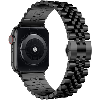 Metal Five Baht Replacement Steel Strap Watchband, For Apple Watch Ultra 49mm / Series 8&7 45mm / SE 2&6&SE&5&4 44mm / 3&2&1 42mm, For Apple Watch Series 8&7 41mm / SE 2&6&SE&5&4 40mm / 3&2&1 38mm