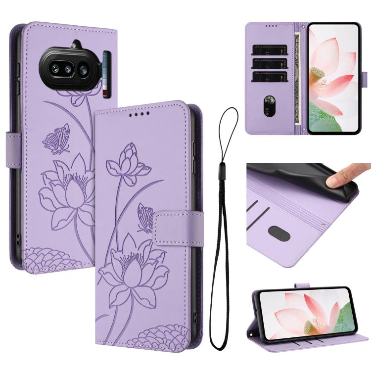 Lotus Embossed Leather Phone Case with Lanyard, For Nothing Phone 4a Pro, For Nothing Phone 4a