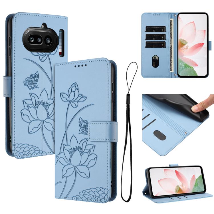 Lotus Embossed Leather Phone Case with Lanyard, For Nothing Phone 4a Pro, For Nothing Phone 4a