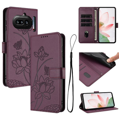 Lotus Embossed Leather Phone Case with Lanyard, For Nothing Phone 4a Pro, For Nothing Phone 4a