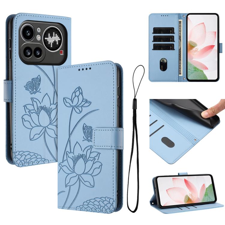 Lotus Embossed Leather Phone Case with Lanyard, For Nothing Phone 4a Pro, For Nothing Phone 4a