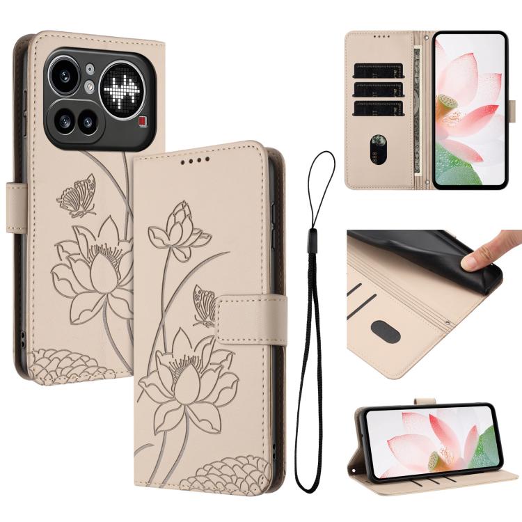 Lotus Embossed Leather Phone Case with Lanyard, For Nothing Phone 4a Pro, For Nothing Phone 4a
