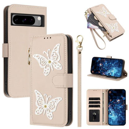 Glitter Butterfly Zipper Vegan Leather Phone Case with Wrist Strap, For Google Pixel 11 Pro XL, For Google Pixel 11 / 11 Pro, For Google Pixel 10a, For Google Pixel 10 Pro XL / 9 Pro XL 5G, For Google Pixel 10 / 10 Pro, For Google Pixel 8 Pro          ...