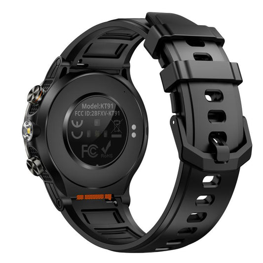 Montre Connectée Sport KT91 1,43 pouces AMOLED avec Lampe Torche, Prise en Charge du Suivi de Santé