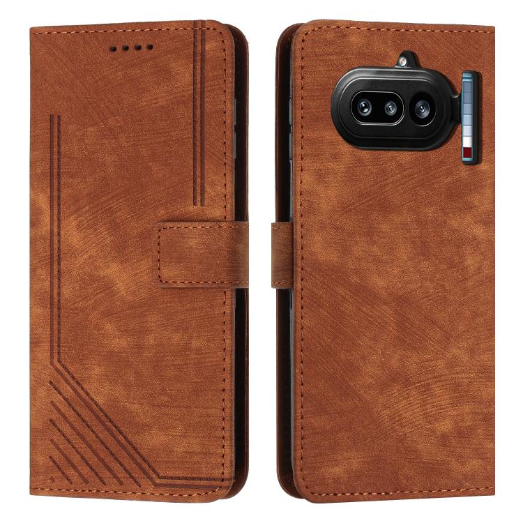 Skin Feel Stripe Pattern Leather Phone Case with Lanyard, For Nothing Phone 4a Pro, For Nothing Phone 4a