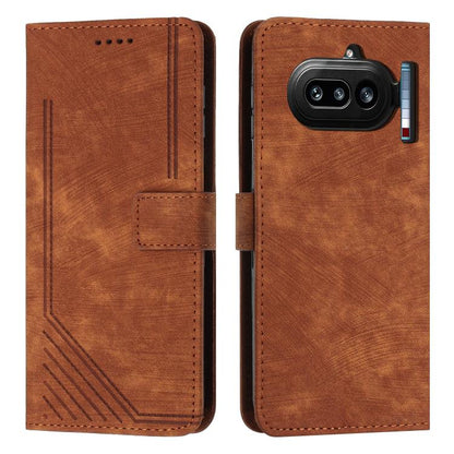 Skin Feel Stripe Pattern Leather Phone Case with Lanyard, For Nothing Phone 4a Pro, For Nothing Phone 4a