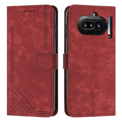 Skin Feel Stripe Pattern Leather Phone Case with Lanyard, For Nothing Phone 4a Pro, For Nothing Phone 4a