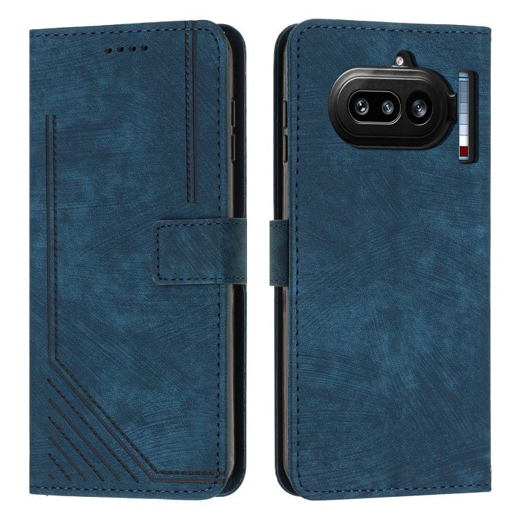 Skin Feel Stripe Pattern Leather Phone Case with Lanyard, For Nothing Phone 4a Pro, For Nothing Phone 4a