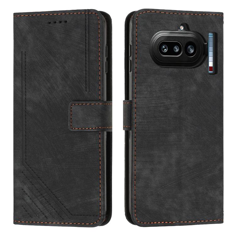 Skin Feel Stripe Pattern Leather Phone Case with Lanyard, For Nothing Phone 4a Pro, For Nothing Phone 4a