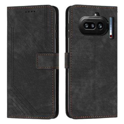 Skin Feel Stripe Pattern Leather Phone Case with Lanyard, For Nothing Phone 4a Pro, For Nothing Phone 4a