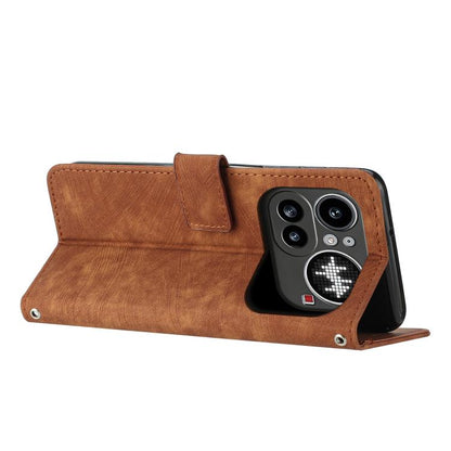 Skin Feel Stripe Pattern Leather Phone Case with Lanyard, For Nothing Phone 4a Pro, For Nothing Phone 4a