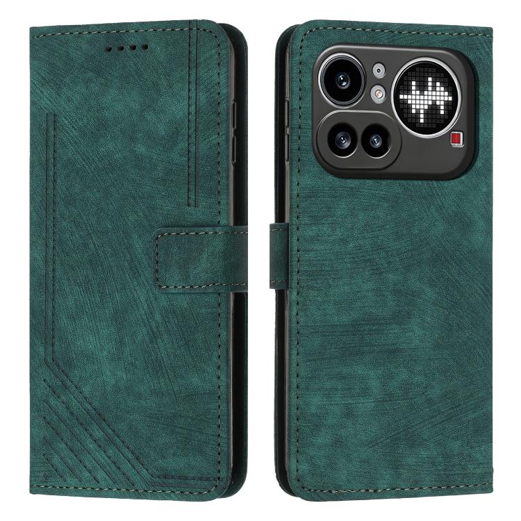 Skin Feel Stripe Pattern Leather Phone Case with Lanyard, For Nothing Phone 4a Pro, For Nothing Phone 4a