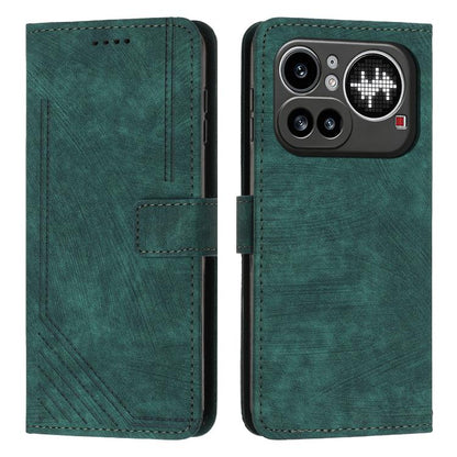Skin Feel Stripe Pattern Leather Phone Case with Lanyard, For Nothing Phone 4a Pro, For Nothing Phone 4a