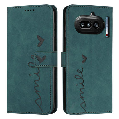 Skin Feel Heart Embossed Leather Phone Case with Long Lanyard, For Nothing Phone 4a Pro, For Nothing Phone 4a