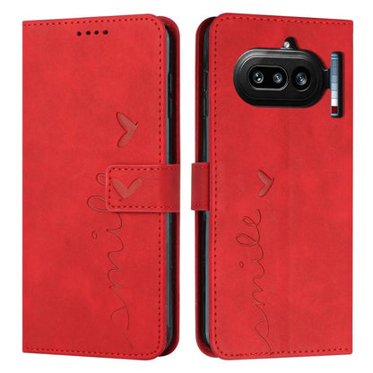 Skin Feel Heart Embossed Leather Phone Case with Long Lanyard, For Nothing Phone 4a Pro, For Nothing Phone 4a