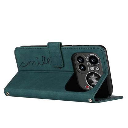 Skin Feel Heart Embossed Leather Phone Case with Long Lanyard, For Nothing Phone 4a Pro, For Nothing Phone 4a