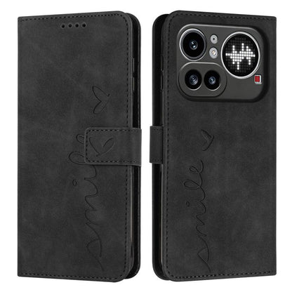 Skin Feel Heart Embossed Leather Phone Case with Long Lanyard, For Nothing Phone 4a Pro, For Nothing Phone 4a