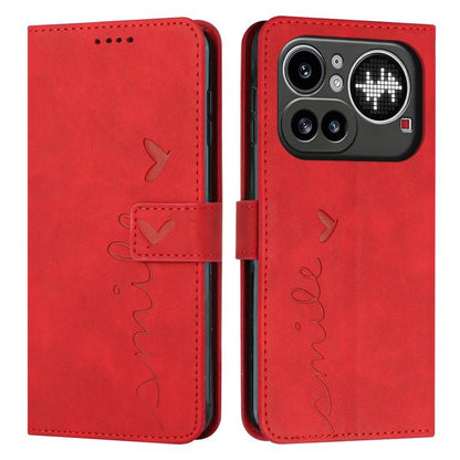 Skin Feel Heart Embossed Leather Phone Case with Long Lanyard, For Nothing Phone 4a Pro, For Nothing Phone 4a
