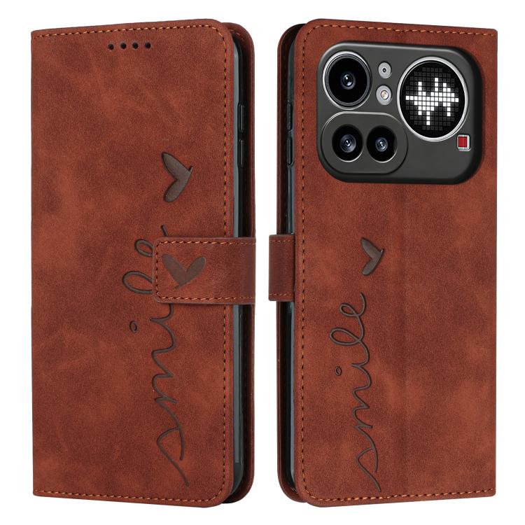 Skin Feel Heart Embossed Leather Phone Case with Long Lanyard, For Nothing Phone 4a Pro, For Nothing Phone 4a