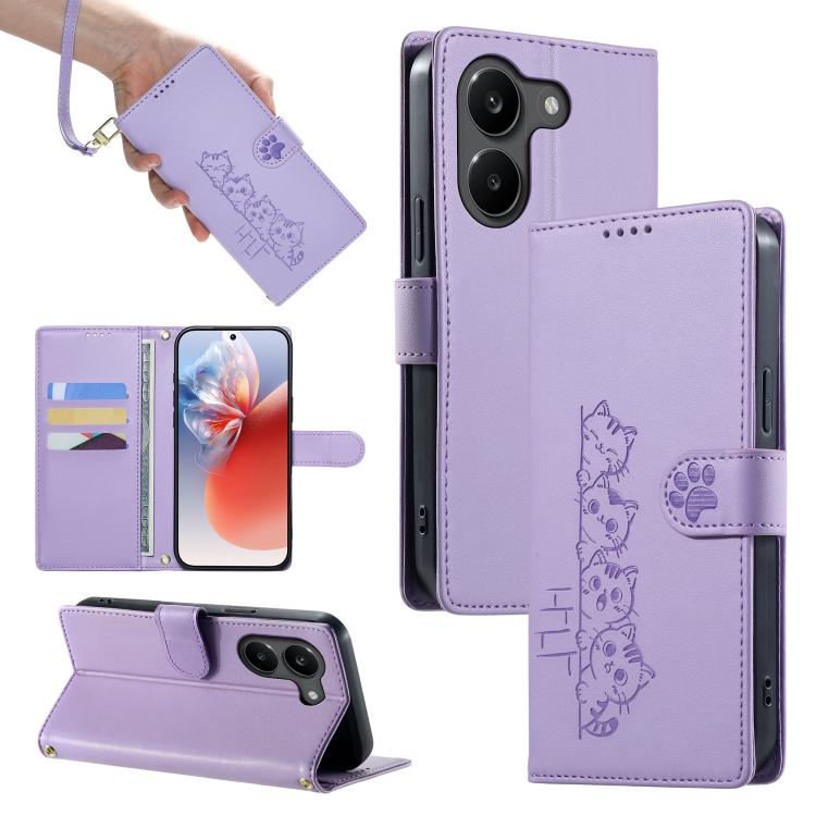 Cute Cats Magnetic Closure Vegan Leather Phone Case with Strap, For Xiaomi 17 Max, For Xiaomi 17T Pro 5G, For Xiaomi 17T 5G, For Xiaomi Poco X8 Pro Max / Redmi Turbo 5 Max, For Xiaomi Poco X8 Pro 5G / Redmi Turbo 5 5G, For Xiaomi 17 Ultra              ...