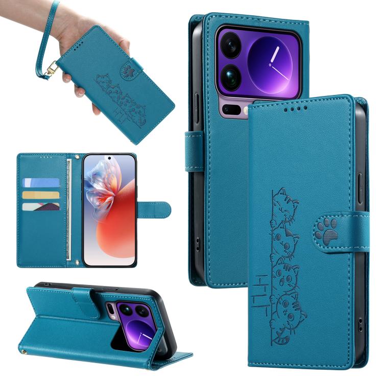 Cute Cats Magnetic Closure Vegan Leather Phone Case with Strap, For Xiaomi 17 Max, For Xiaomi 17T Pro 5G, For Xiaomi 17T 5G, For Xiaomi Poco X8 Pro Max / Redmi Turbo 5 Max, For Xiaomi Poco X8 Pro 5G / Redmi Turbo 5 5G, For Xiaomi 17 Ultra              ...