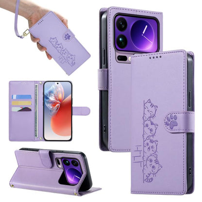 Cute Cats Magnetic Closure Vegan Leather Phone Case with Strap, For Xiaomi 17 Max, For Xiaomi 17T Pro 5G, For Xiaomi 17T 5G, For Xiaomi Poco X8 Pro Max / Redmi Turbo 5 Max, For Xiaomi Poco X8 Pro 5G / Redmi Turbo 5 5G, For Xiaomi 17 Ultra              ...
