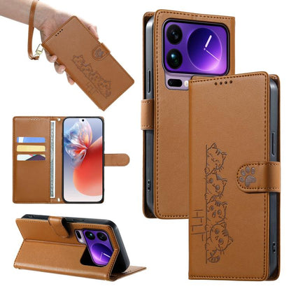 Cute Cats Magnetic Closure Vegan Leather Phone Case with Strap, For Xiaomi 17 Max, For Xiaomi 17T Pro 5G, For Xiaomi 17T 5G, For Xiaomi Poco X8 Pro Max / Redmi Turbo 5 Max, For Xiaomi Poco X8 Pro 5G / Redmi Turbo 5 5G, For Xiaomi 17 Ultra              ...