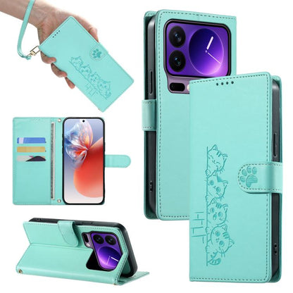Cute Cats Magnetic Closure Vegan Leather Phone Case with Strap, For Xiaomi 17 Max, For Xiaomi 17T Pro 5G, For Xiaomi 17T 5G, For Xiaomi Poco X8 Pro Max / Redmi Turbo 5 Max, For Xiaomi Poco X8 Pro 5G / Redmi Turbo 5 5G, For Xiaomi 17 Ultra              ...