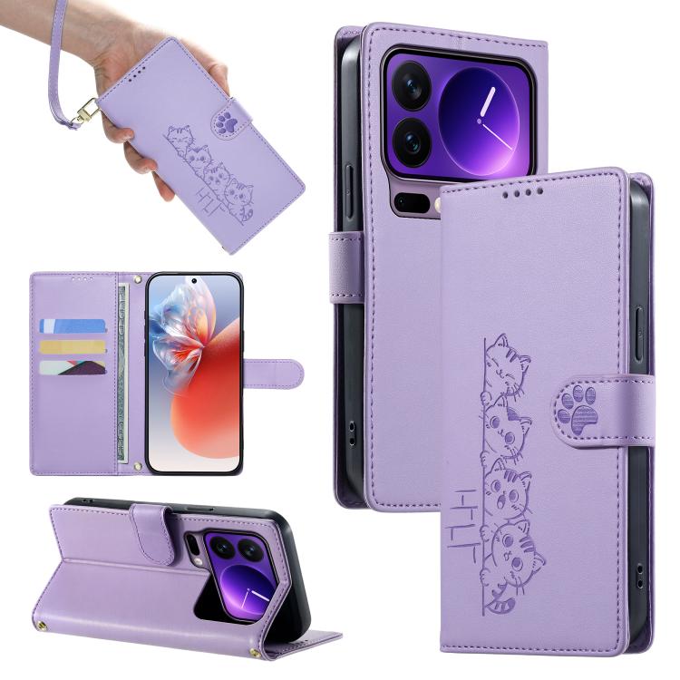 Cute Cats Magnetic Closure Vegan Leather Phone Case with Strap, For Xiaomi 17 Max, For Xiaomi 17T Pro 5G, For Xiaomi 17T 5G, For Xiaomi Poco X8 Pro Max / Redmi Turbo 5 Max, For Xiaomi Poco X8 Pro 5G / Redmi Turbo 5 5G, For Xiaomi 17 Ultra              ...