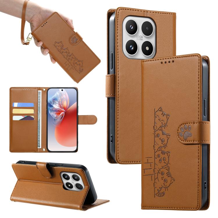 Cute Cats Magnetic Closure Vegan Leather Phone Case with Strap, For Xiaomi 17 Max, For Xiaomi 17T Pro 5G, For Xiaomi 17T 5G, For Xiaomi Poco X8 Pro Max / Redmi Turbo 5 Max, For Xiaomi Poco X8 Pro 5G / Redmi Turbo 5 5G, For Xiaomi 17 Ultra              ...