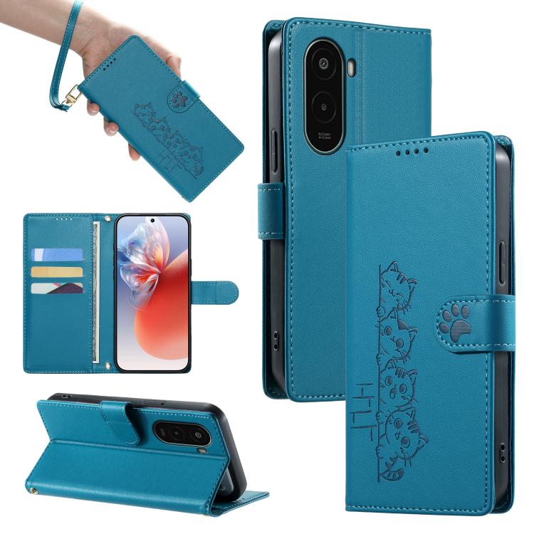 Cute Cats Magnetic Closure Vegan Leather Phone Case with Strap, For Xiaomi 17 Max, For Xiaomi 17T Pro 5G, For Xiaomi 17T 5G, For Xiaomi Poco X8 Pro Max / Redmi Turbo 5 Max, For Xiaomi Poco X8 Pro 5G / Redmi Turbo 5 5G, For Xiaomi 17 Ultra              ...