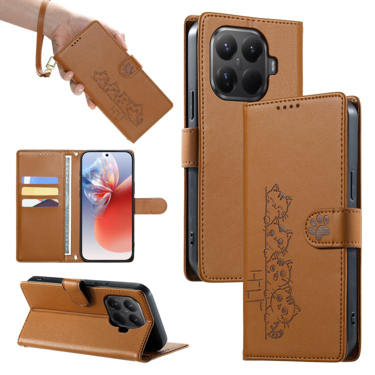 Cute Cats Magnetic Closure Vegan Leather Phone Case with Strap, For Xiaomi 17 Max, For Xiaomi 17T Pro 5G, For Xiaomi 17T 5G, For Xiaomi Poco X8 Pro Max / Redmi Turbo 5 Max, For Xiaomi Poco X8 Pro 5G / Redmi Turbo 5 5G, For Xiaomi 17 Ultra              ...