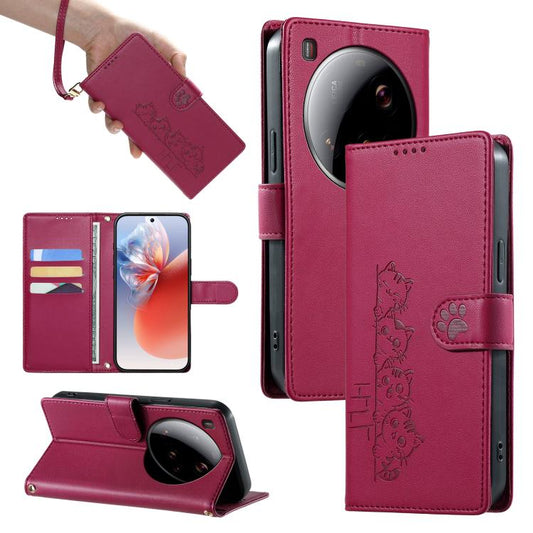 Cute Cats Magnetic Closure Vegan Leather Phone Case with Strap, For Xiaomi 15 Ultra, For Xiaomi Poco X7 Pro / Redmi Turbo 4, For Xiaomi 15 Pro, For Xiaomi 15, For Xiaomi 14T Pro, For Xiaomi 14T, For Xiaomi Poco F6 / Redmi Turbo 3