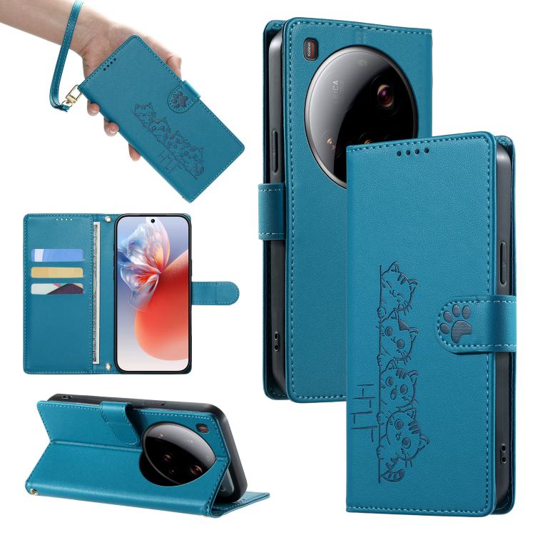 Cute Cats Magnetic Closure Vegan Leather Phone Case with Strap, For Xiaomi 15 Ultra, For Xiaomi Poco X7 Pro / Redmi Turbo 4, For Xiaomi 15 Pro, For Xiaomi 15, For Xiaomi 14T Pro, For Xiaomi 14T, For Xiaomi Poco F6 / Redmi Turbo 3