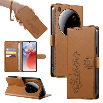 Cute Cats Magnetic Closure Vegan Leather Phone Case with Strap, For Xiaomi 15 Ultra, For Xiaomi Poco X7 Pro / Redmi Turbo 4, For Xiaomi 15 Pro, For Xiaomi 15, For Xiaomi 14T Pro, For Xiaomi 14T, For Xiaomi Poco F6 / Redmi Turbo 3