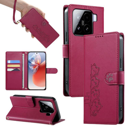Cute Cats Magnetic Closure Vegan Leather Phone Case with Strap, For Xiaomi 15 Ultra, For Xiaomi Poco X7 Pro / Redmi Turbo 4, For Xiaomi 15 Pro, For Xiaomi 15, For Xiaomi 14T Pro, For Xiaomi 14T, For Xiaomi Poco F6 / Redmi Turbo 3