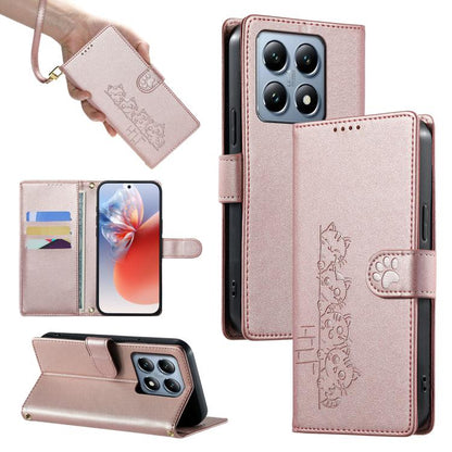 Cute Cats Magnetic Closure Vegan Leather Phone Case with Strap, For Xiaomi 15 Ultra, For Xiaomi Poco X7 Pro / Redmi Turbo 4, For Xiaomi 15 Pro, For Xiaomi 15, For Xiaomi 14T Pro, For Xiaomi 14T, For Xiaomi Poco F6 / Redmi Turbo 3