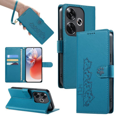 Cute Cats Magnetic Closure Vegan Leather Phone Case with Strap, For Xiaomi 15 Ultra, For Xiaomi Poco X7 Pro / Redmi Turbo 4, For Xiaomi 15 Pro, For Xiaomi 15, For Xiaomi 14T Pro, For Xiaomi 14T, For Xiaomi Poco F6 / Redmi Turbo 3