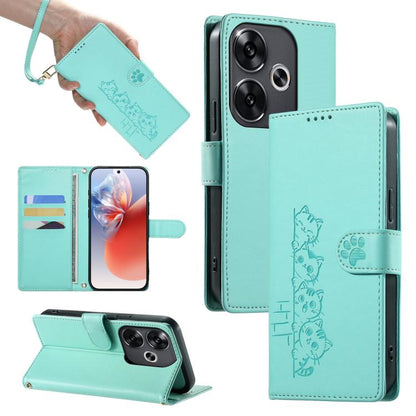 Cute Cats Magnetic Closure Vegan Leather Phone Case with Strap, For Xiaomi 15 Ultra, For Xiaomi Poco X7 Pro / Redmi Turbo 4, For Xiaomi 15 Pro, For Xiaomi 15, For Xiaomi 14T Pro, For Xiaomi 14T, For Xiaomi Poco F6 / Redmi Turbo 3