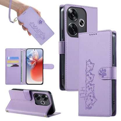 Cute Cats Magnetic Closure Vegan Leather Phone Case with Strap, For Xiaomi 15 Ultra, For Xiaomi Poco X7 Pro / Redmi Turbo 4, For Xiaomi 15 Pro, For Xiaomi 15, For Xiaomi 14T Pro, For Xiaomi 14T, For Xiaomi Poco F6 / Redmi Turbo 3