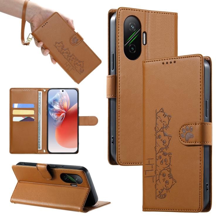 Cute Cats Magnetic Closure Vegan Leather Phone Case with Strap, For Xiaomi 17 Max, For Xiaomi 17T Pro 5G, For Xiaomi 17T 5G, For Xiaomi Poco X8 Pro Max / Redmi Turbo 5 Max, For Xiaomi Poco X8 Pro 5G / Redmi Turbo 5 5G, For Xiaomi 17 Ultra              ...