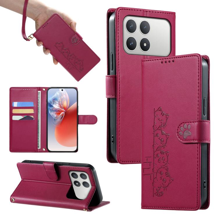 Cute Cats Magnetic Closure Vegan Leather Phone Case with Strap, For Xiaomi 17 Max, For Xiaomi 17T Pro 5G, For Xiaomi 17T 5G, For Xiaomi Poco X8 Pro Max / Redmi Turbo 5 Max, For Xiaomi Poco X8 Pro 5G / Redmi Turbo 5 5G, For Xiaomi 17 Ultra              ...