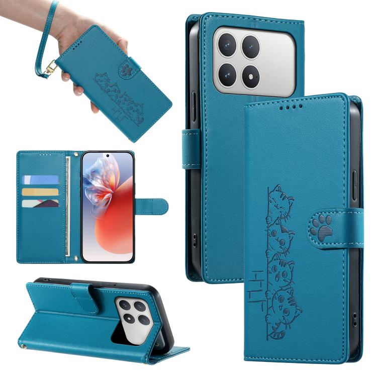 Cute Cats Magnetic Closure Vegan Leather Phone Case with Strap, For Xiaomi 17 Max, For Xiaomi 17T Pro 5G, For Xiaomi 17T 5G, For Xiaomi Poco X8 Pro Max / Redmi Turbo 5 Max, For Xiaomi Poco X8 Pro 5G / Redmi Turbo 5 5G, For Xiaomi 17 Ultra              ...