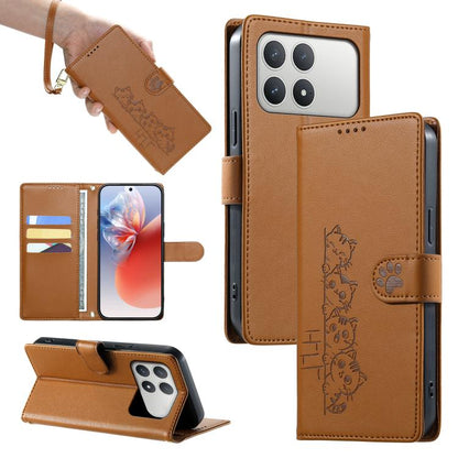 Cute Cats Magnetic Closure Vegan Leather Phone Case with Strap, For Xiaomi 17 Max, For Xiaomi 17T Pro 5G, For Xiaomi 17T 5G, For Xiaomi Poco X8 Pro Max / Redmi Turbo 5 Max, For Xiaomi Poco X8 Pro 5G / Redmi Turbo 5 5G, For Xiaomi 17 Ultra              ...