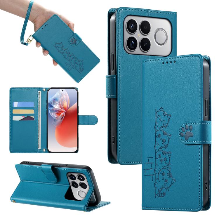 Cute Cats Magnetic Closure Vegan Leather Phone Case with Strap, For Xiaomi 17 Max, For Xiaomi 17T Pro 5G, For Xiaomi 17T 5G, For Xiaomi Poco X8 Pro Max / Redmi Turbo 5 Max, For Xiaomi Poco X8 Pro 5G / Redmi Turbo 5 5G, For Xiaomi 17 Ultra              ...